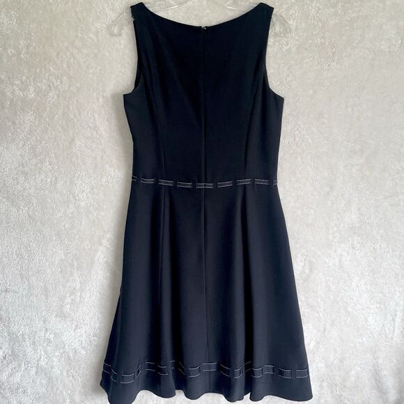 Loft Black Silk Dress Size 6 White Dotted Ribbon Sleeveless Casual Feminine - Picture 5 of 11